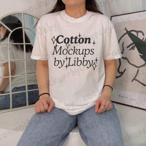 White Comfort Colors 1717 Shirt Mockup, Real Model C1717 Oversized Shirt, Editable PNG for POD, Digital Download,  Realistic Shirt Template