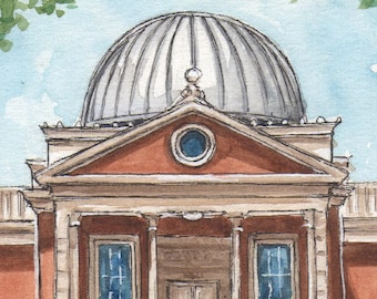 Cincinnati Observatory Watercolor Print, Cincinnati, Ohio