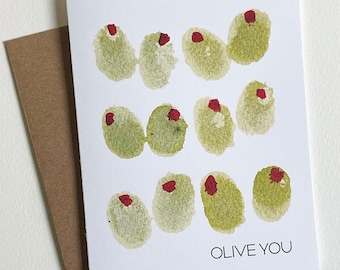 Olive You Card, Funny Valentine's Day, Love, Just Because, Anniversary Card
