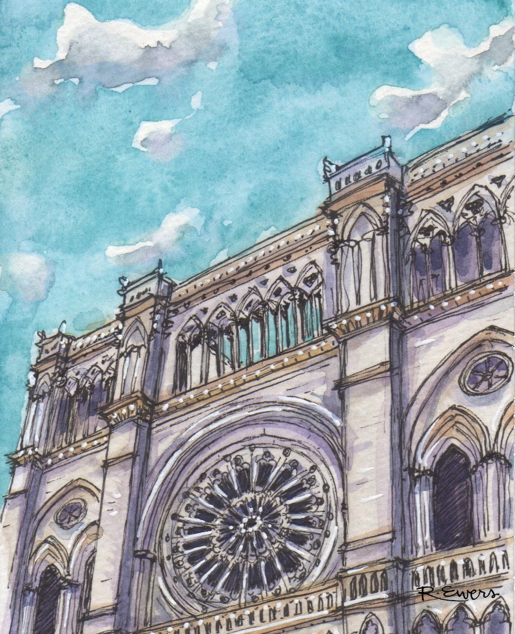 Cathedral Basilica Watercolor Print, Covington, KY
