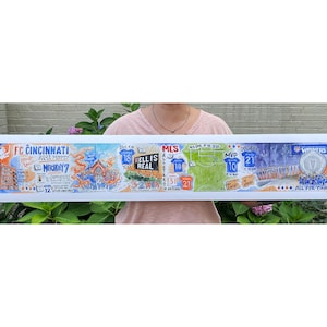 Impresión del cuaderno de bocetos de la temporada 2023 del FC Cincinnati, ganadores del escudo de aficionados, arte en acuarela, edición limitada