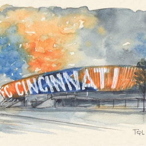 FC Cincinnati, TQL Stadium, Watercolor Art