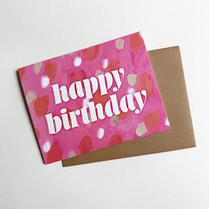 Cartão de Feliz Aniversário com Bolinhas Pintadas