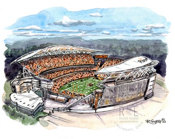Cincinnati Bengals, Paycor Stadium, Watercolor Art