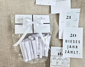 Geburtstags-Countdown - Lose zum Ausdrucken | 30 Tage Vorfreude | DIY mit kleinen Erinnerungen (PDF)