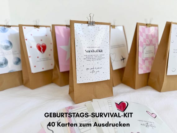 Geburtstags Survival Kit Karten zum Ausdrucken | Last-Minute-Geschenk | 40 Fotokarten 10x15 | Geschenk für Freundin& Mama | Digital Download