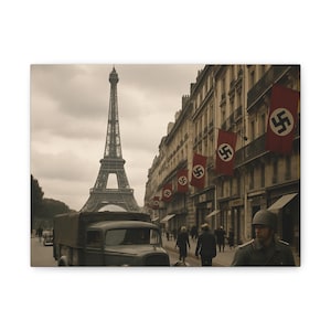 Vintage Paris Canvas Wall Art, Historic Decor, Eiffel Tower, WWII Memorabilia, Home Gallery, Unique Gift for History Lovers