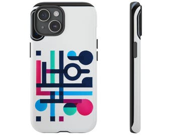 Modern Geometric Phone Case: Durable, Impact-Resistant, Wireless Charging