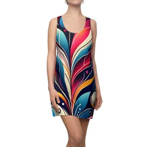 Vibrant Art Print Racerback Dress: Lightweight Polyester Summer Dress