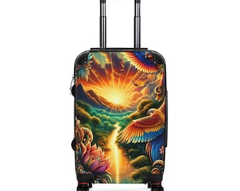 Levendige designkoffer: duurzame reisbagage met ingebouwd slot