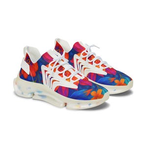 Vibrant Floral Print Women&#39;s Sneakers: Lightweight Athletic Shoes