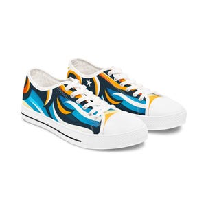 Vibrant Print Low Top Sneakers: Women&#39;s Colorful Canvas Shoes