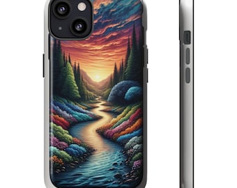 Telefoonhoesje met landschappelijk landschap: dubbellaags beschermend, mat of glanzend