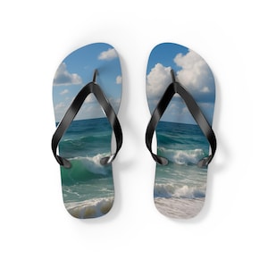 Ocean Breeze Flip Flops, Summer Beachwear, Vacation Footwear, Coastal Style Sandals, Resort Poolside Accessories
