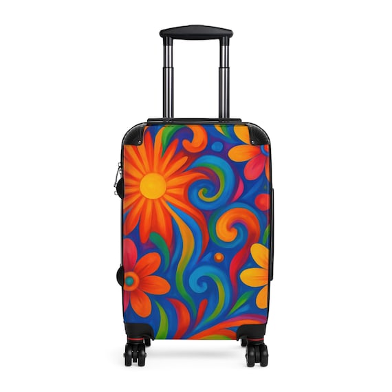 Vibrant Floral Print Suitcase: Colorful Holiday Travel Luggage