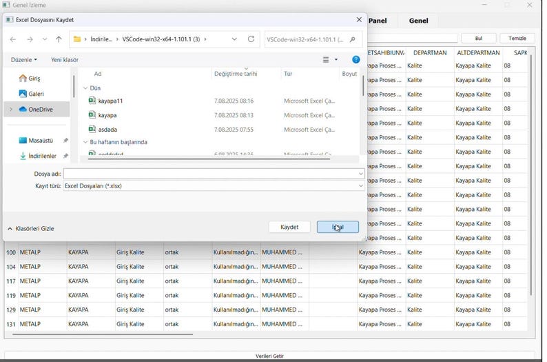 K&ouml;nnte beinhalten: Screenshot einer Windows-Anwendung mit mehreren ge&ouml;ffneten Fenstern. Das Hauptfenster zeigt eine Tabelle mit Daten, w&auml;hrend ein kleineres Fenster zum Speichern einer Excel-Datei auffordert. Der Speicherdialog enth&auml;lt ein Dateinamensfeld und eine Dateitypauswahl.