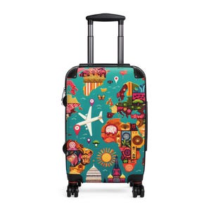 Colorful Travel Suitcase, Fun Luggage, Unique Carry-On, Gift for Travelers, Vacation Bag, Adventure Essentials