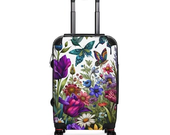 Maleta con diseño floral vibrante: un elegante equipaje de mano para viajeros