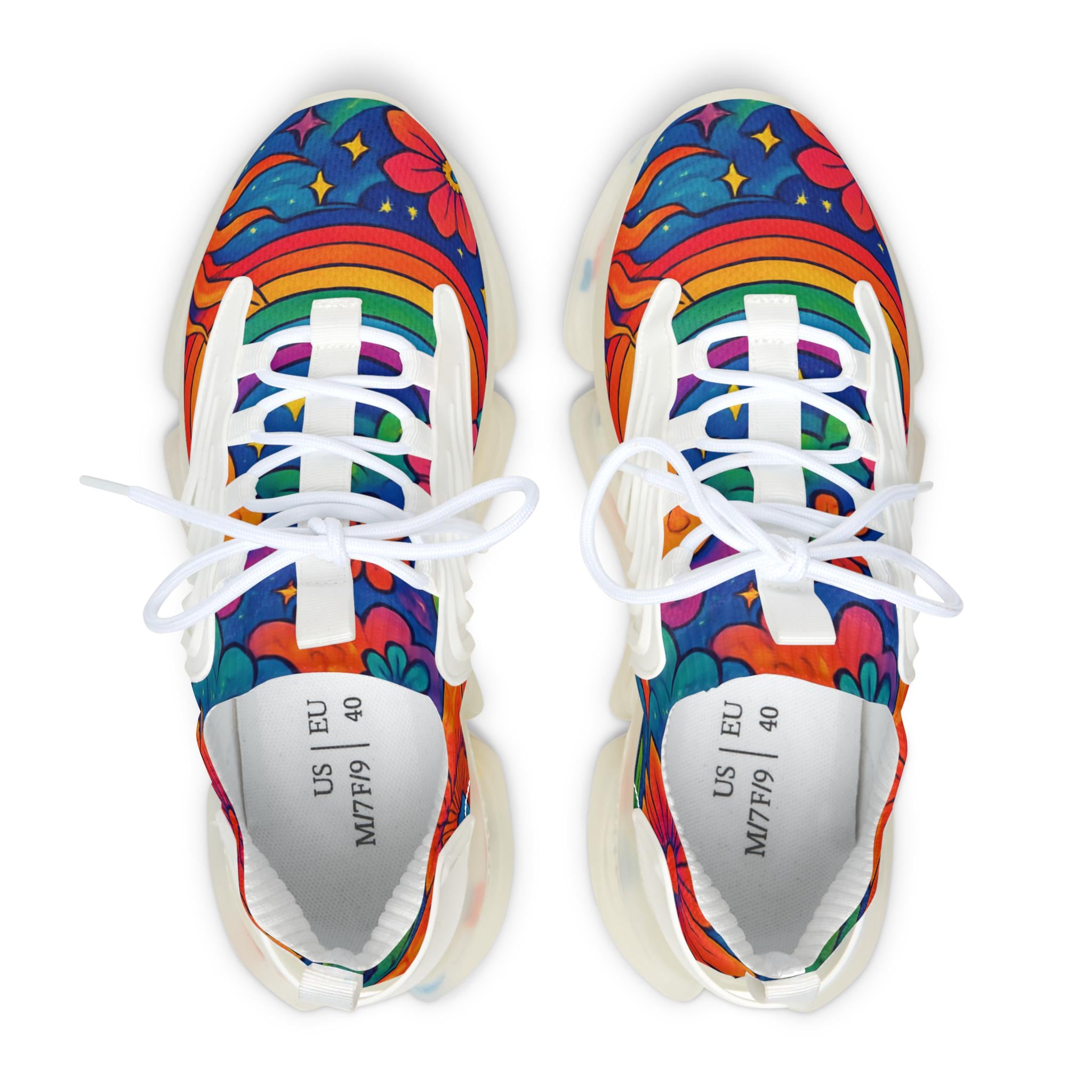 鮮やかなレディースメッシュスニーカー｜カラフルな花柄アスレチック