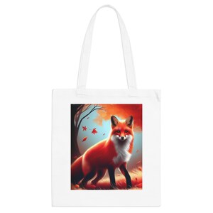 Autumn Fox Tote Bag: Eco-Friendly Cotton Shopping Bag
