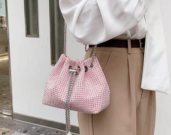 Rhinestone Pearl Strap Crossbody Bag: Glam Wedding Purse.