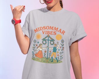 Midsommar Vibes Graphic T-Shirt: Swedish Nordic Festival Tee