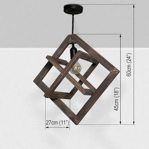 Wood Chandelier Lamp – Modern Minimalist Hanging Ceiling Light Fixture – Unique Chandelier Lighting for Kitchen Island & Home Décor