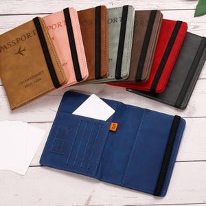 Cartera de cuero para pasaporte: cartera de viaje para hombre, tarjetero, billetera delgada de tres pliegues, billetera minimalista de cuero personalizada.