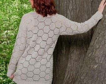 Hand Knitted Crochet Cardigan & Vest, Comfortable Stylish Balmy Beach Wear, Cozy Summer Layer, Women’s Fashion Knit Top