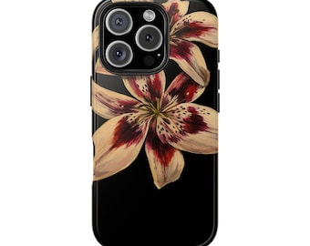 Lily Phone Case, Elegant Floral Tough Phone Cases, Botanical Art Print Phone Cover, iPhone 16 15 14 13 12 11 Pro Max XR, Galaxy S24 S23 S22