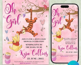Winnie-the-pooh BABY SHOWER Invitation Classic Winnie Pooh Baby Shower Winnie-the-pooh Invitations Baby Shower Winnie-the-pooh Vertical