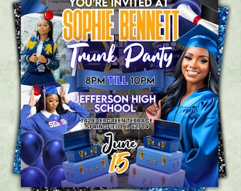 Trunk Party Flyer, Graduation Party Invitation, College Send Off Invitation, Social Media Flyer, Editable Canva Template, Instant Download