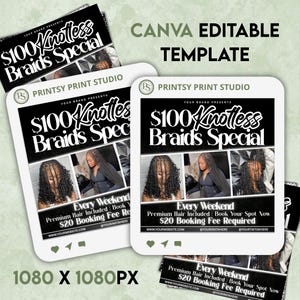 Knotless Braids Flyer, Braids Special Flyer, Braids Pricelist Flyer, Braid Special Deal flyer, Braids Bookings Flyer, Braids Flyer, Canva