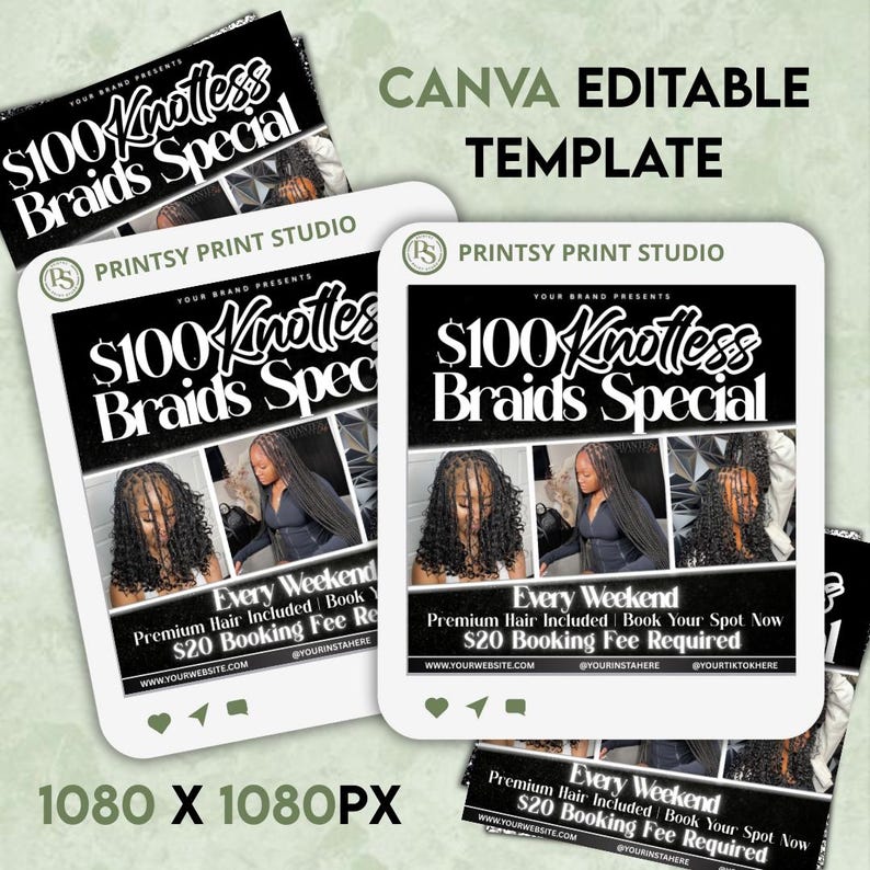 Knotless Braids Flyer, Braids Special Flyer, Braids Pricelist Flyer, Braid Special Deal flyer, Braids Bookings Flyer, Braids Flyer, Canva