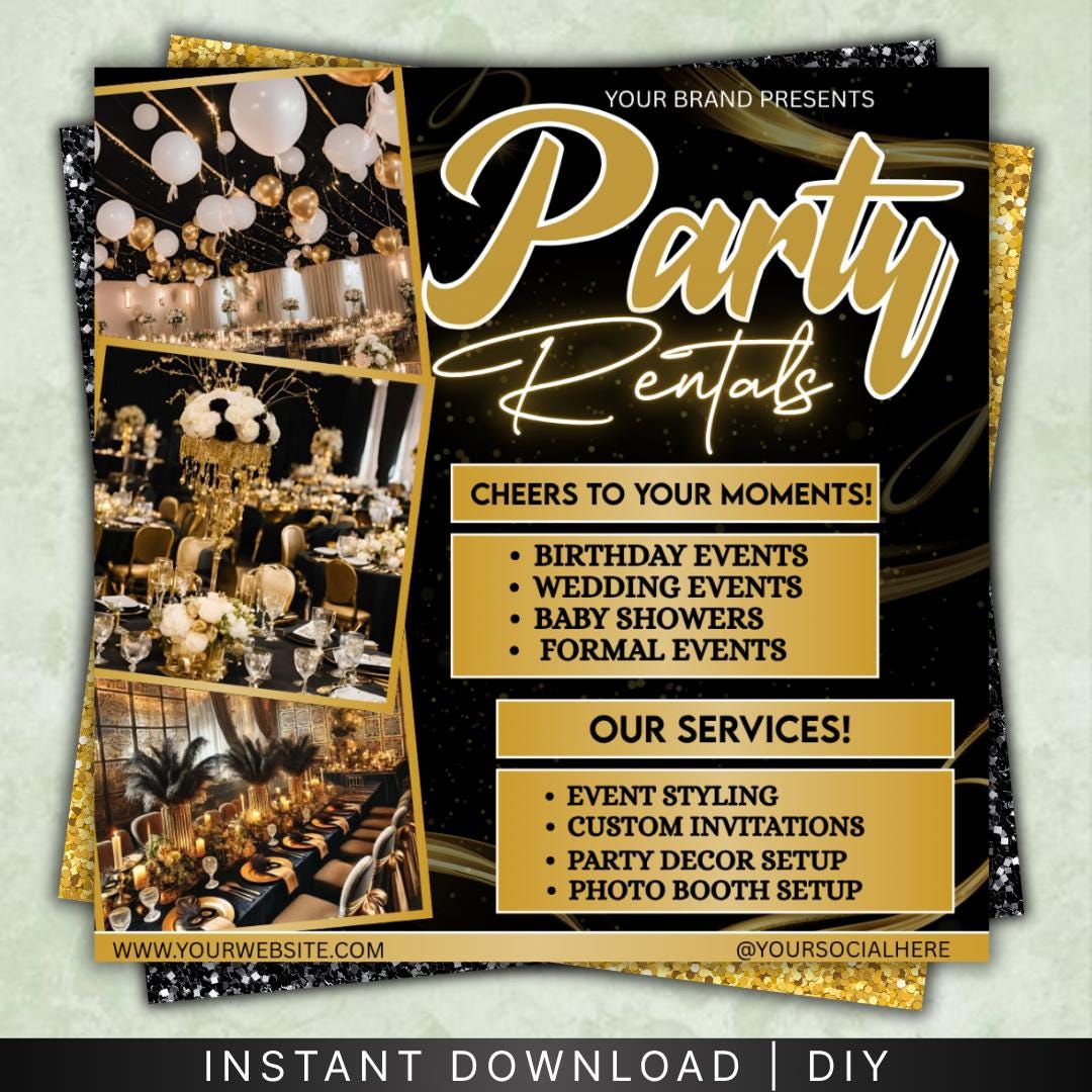 Party Rentals Flyer Template: DIY Event Supplies Design (1080x1080 Px ...