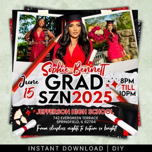 Graduate Flyer, Graduation Party Flyer, Graduation Invitation, College Decision, Class of 2025 Flyer, Senior Grad Announce, Canva Editable