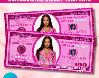 Homecoming Queen Campaign Money, Homecoming 100 bill, Prom Queen, Print and Cut, Campaign Handouts, School Election, Class President