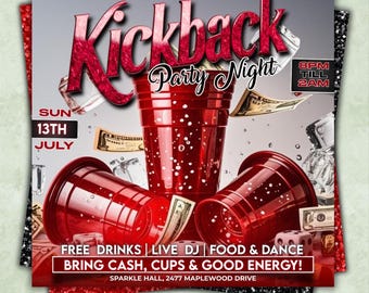 Kickback Party Flyer, Editable Kickback Club Flyer, Club DJ Party Invite, Event Flyer, Social Media Flyer, Canva Template, Instant Download
