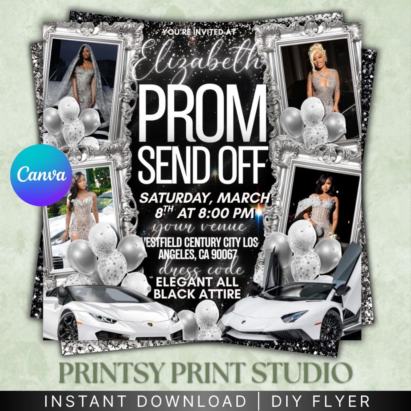 Instant Prom Design Prom Send off Flyer, DIY Prom Flyer, Prom Canva Template, Prom Send Off ...