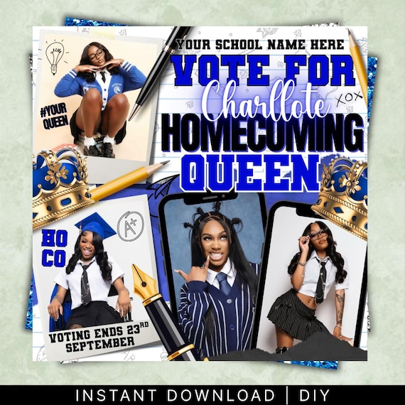 Homecoming Queen flyer , Homecoming Flyer , homecoming campaign flyer Vote Homecoming, HOCO Flyer, Vote for me Flyer, Black Homcoming Flyer
