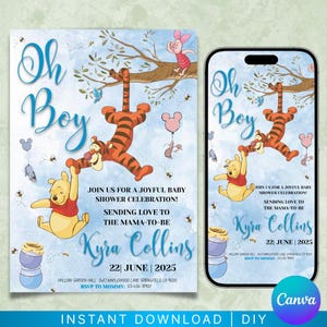 Invito per baby shower Winnie-the-pooh Classico Baby Shower Winnie-the-pooh Inviti per baby shower Winnie-the-pooh Verticale