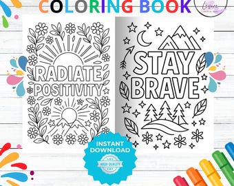 Motivational Quotes Coloring Book • 42 Uplifting Pages for Adults & Teens • Printable PDF for Relaxation and Inspiration