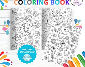 Coloriages floraux simples et audacieux, fleurs, livres à colorier, pages à colorier, fleurs à colorier, coloriages relaxants