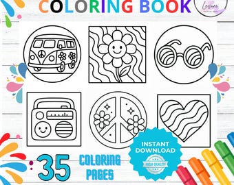 Cute & Groovy, Lovely Things Coloring Book | Bold and Easy Designs for Relaxation | Kawaii Line Art PDF for Kids and Adults