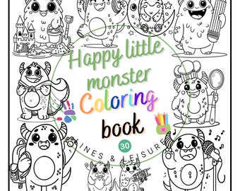 Happy Little Monsters – Printable Coloring Book for Kids | 20 Fun Monster Pages for Toddlers & Preschool (PDF)