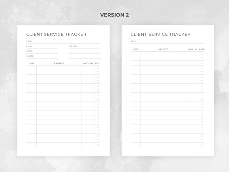 Client Service Tracker, Project Management Spreadsheet (printable PDF ...