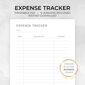 Business Expense Tracker Template, Spending Tracker, Small Business Expense Log, Business Bill Tracker, Monthly budget, Download Digital PDF