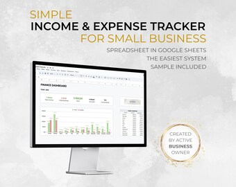 Simple Business Income Expense Tracker, Google Spreadsheets (digitale download)