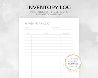 Inventory Log Printable, Inventory Tracker Template (PDF)