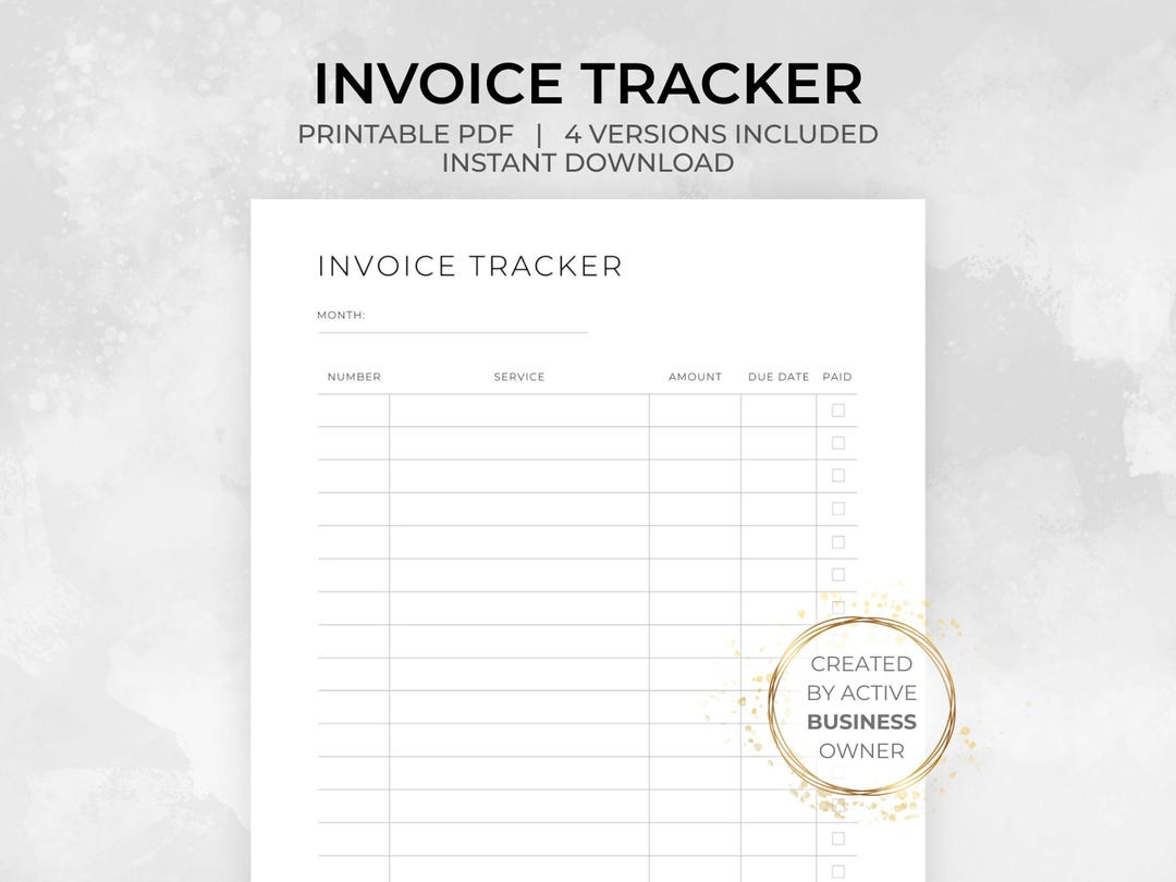 Business Invoice Tracker for Print and Fill, Printable Invoice Manager ...
